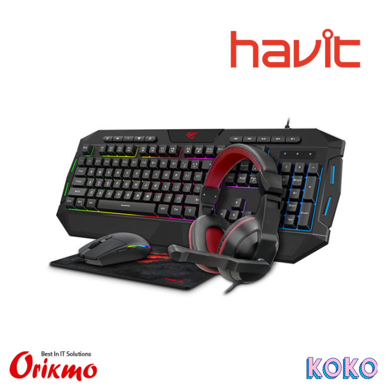 HAVIT KB501CM GAMING COMBO (GAMING MOUSE, KEYBOARD, HEADPHONE, MOUSE PAD)