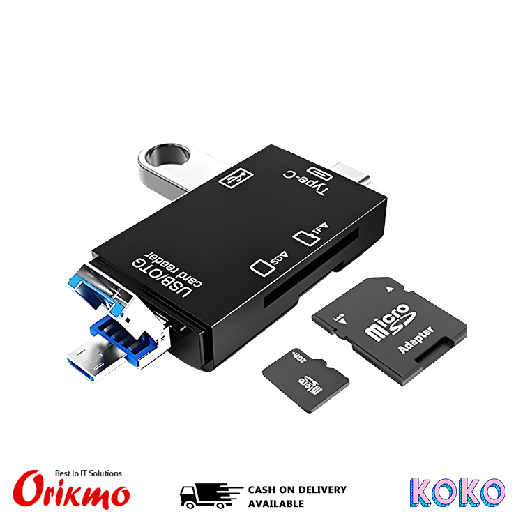 6 IN 1 OTG CARD READER (Type-C, USB, Micro | USB,  TF, SD)