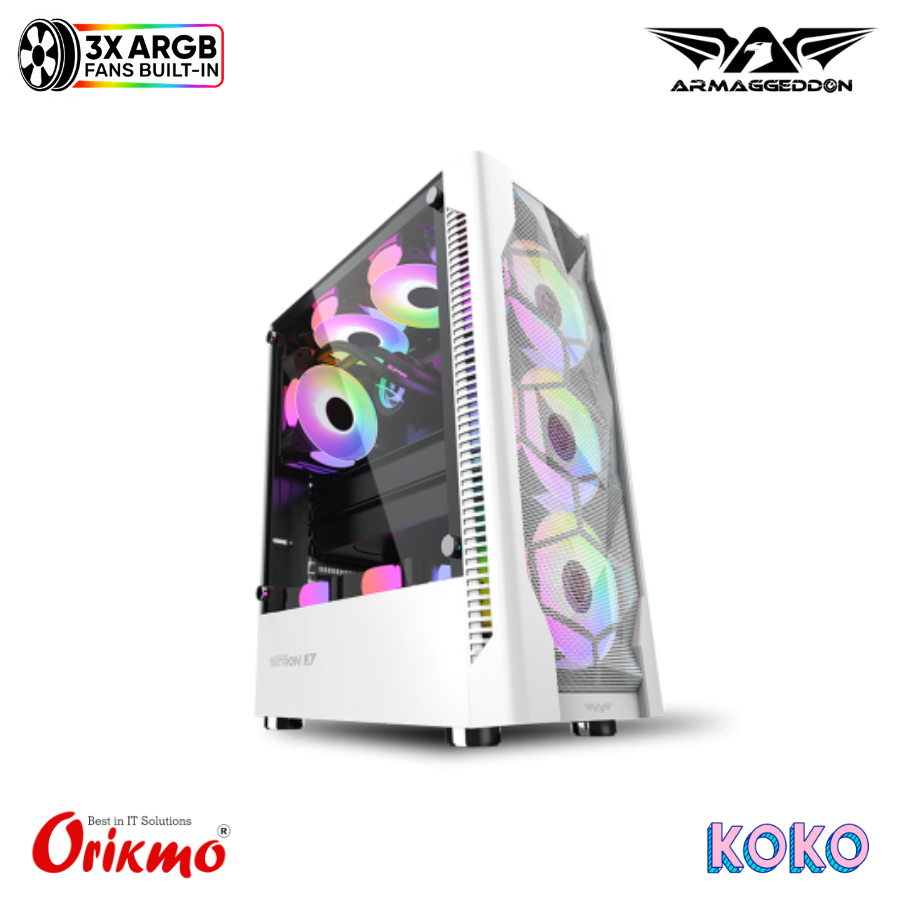 ARMAGGEDDON TRITRON 3 GAMING CASING - WHITE