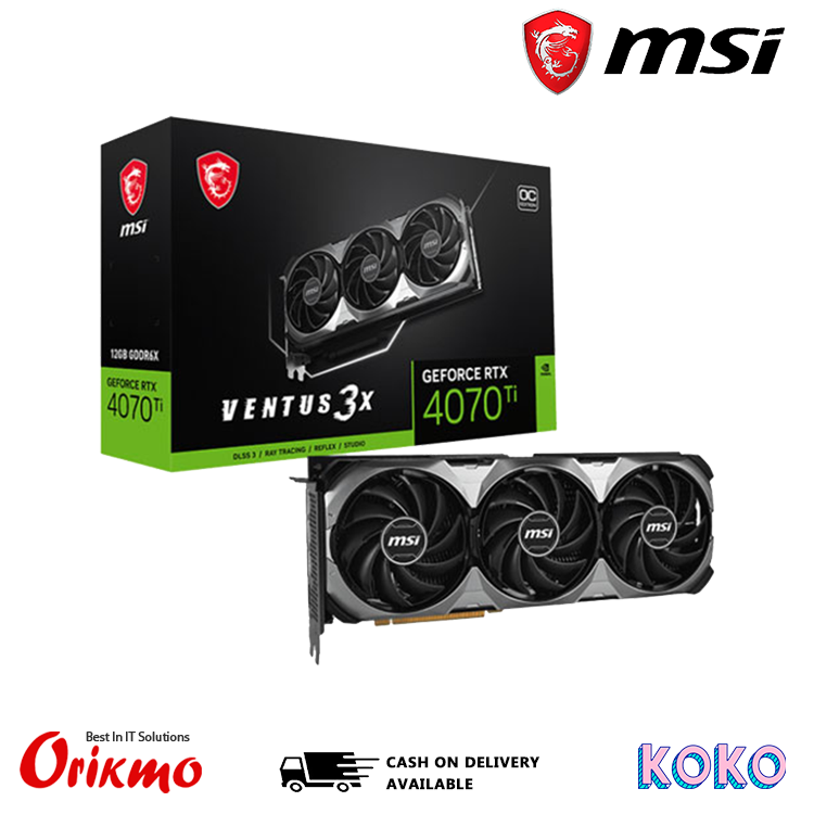 MSI RTX 4070 TI VENTUS 3X E1 12G OC GRAPHICS CARD 912-V513-423
