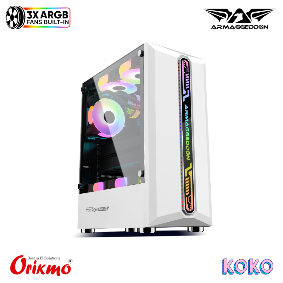 ARMAGGEDDON TRITRON PRO 300 GAMING CASING - WHITE
