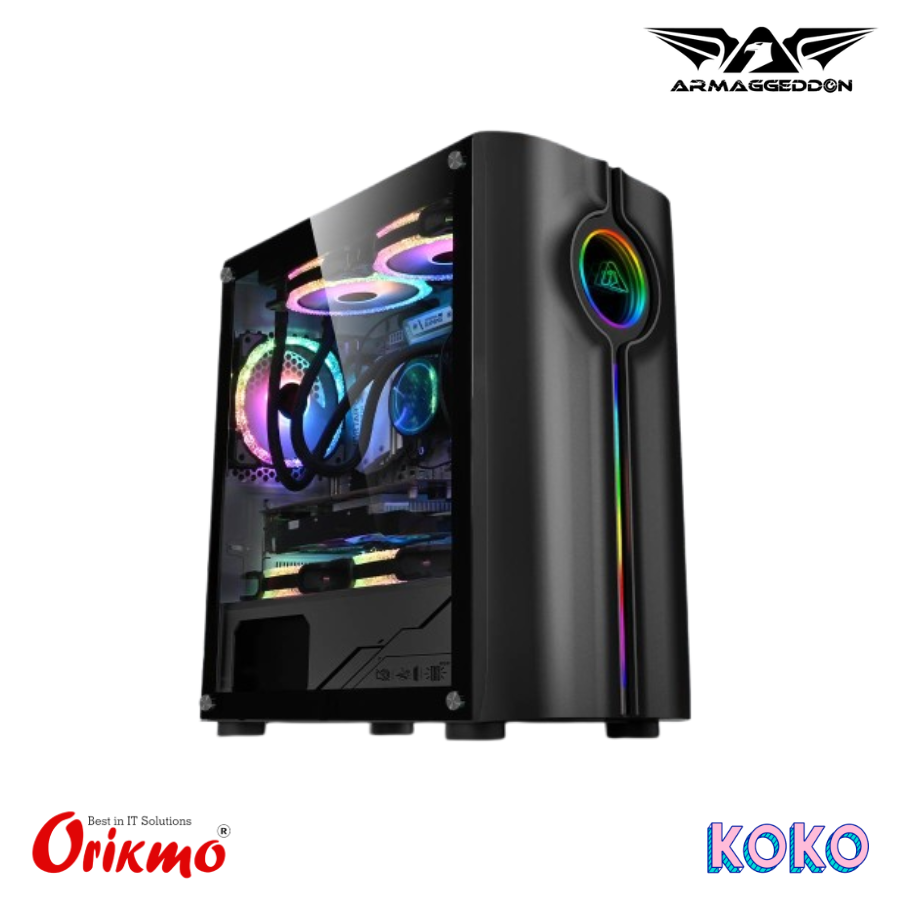 ARMAGGEDDON TRON HOLO 3 MATX BLACK GAMING CASING