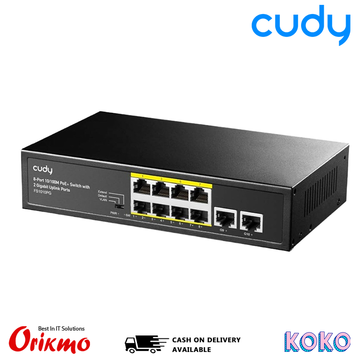 CUDY 8 PORT GIGABIT PoE+ SWITCH WITH GIGABIT UPLINK PORTS