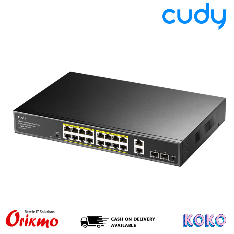 CUDY 16 PORT GIGABIT PoE+ SWITCH (2 UPLINK PORT | 2 SFP SLOTS)